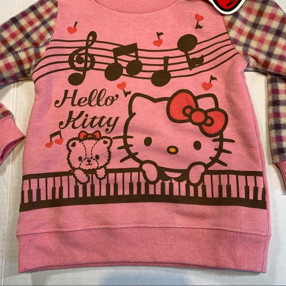 2T-3T Hello Kitty NWT pink piano sweater with fleece arms - Picture 2 of 6